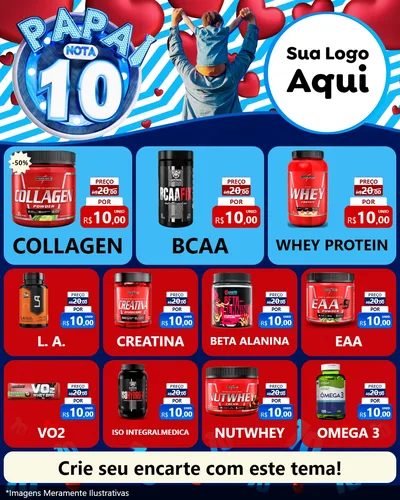 Modelo de Rede Social para Feed Instagram com o tema Papai Nota 10 para Suplementos alimentares