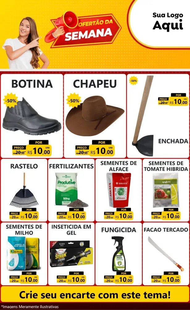 Modelo de Encarte para Encarte Grande com o tema Ofertão da Semana para Agropecuária