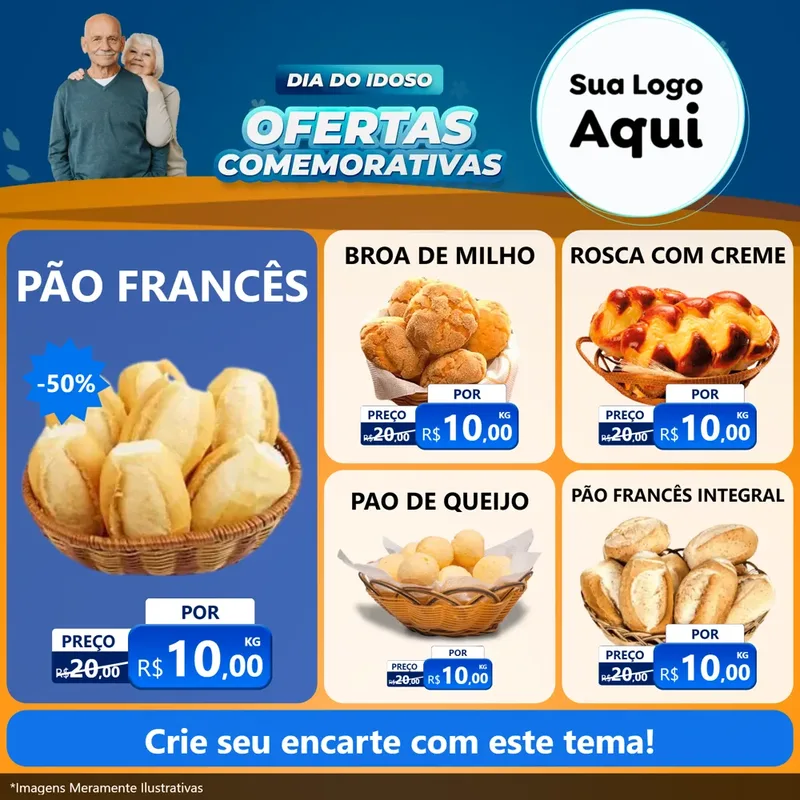 Modelo de Rede Social para Feed Facebook com o tema Dia do Idoso para Padaria