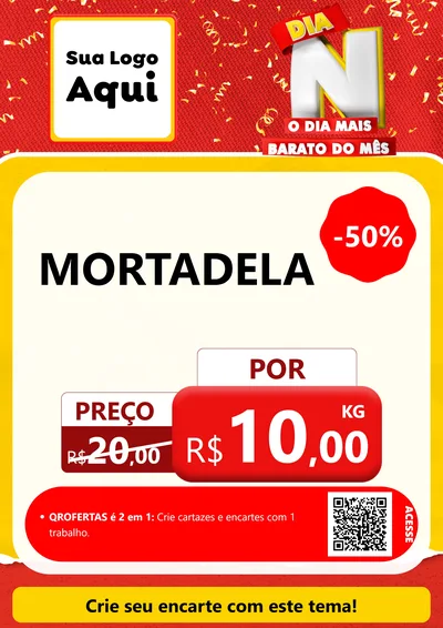 Modelo de Cartaz para Cartaz A4 Vertical com o tema Dia N o Dia Mais Barato do Mês para Frios e Laticínios