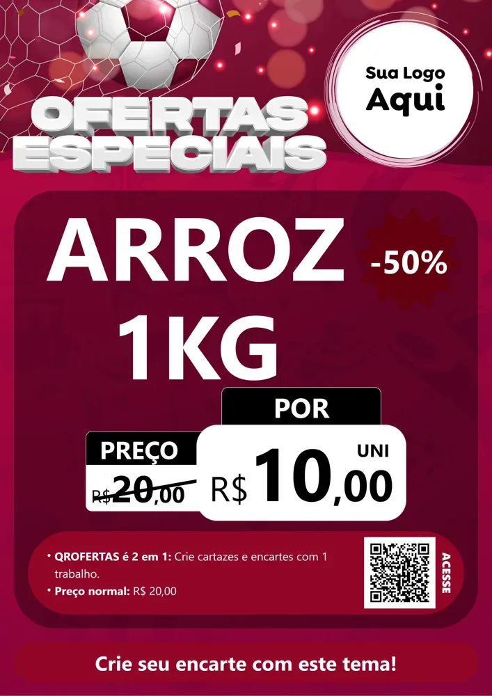 Modelo de Cartaz para Cartaz A4 Vertical com o tema Ofertas Especiais - Futebol para Supermercado