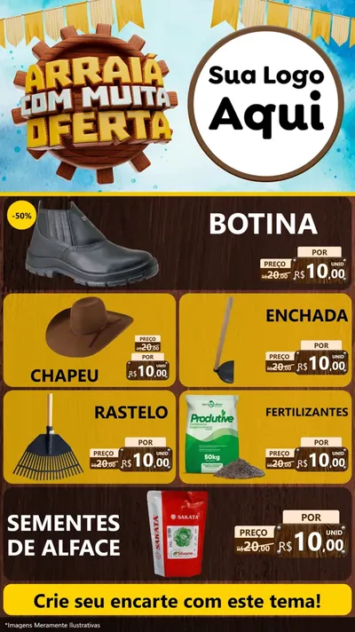 Modelo de TV para TV Vertical com o tema Ofertas de São João - Junina para Agropecuária