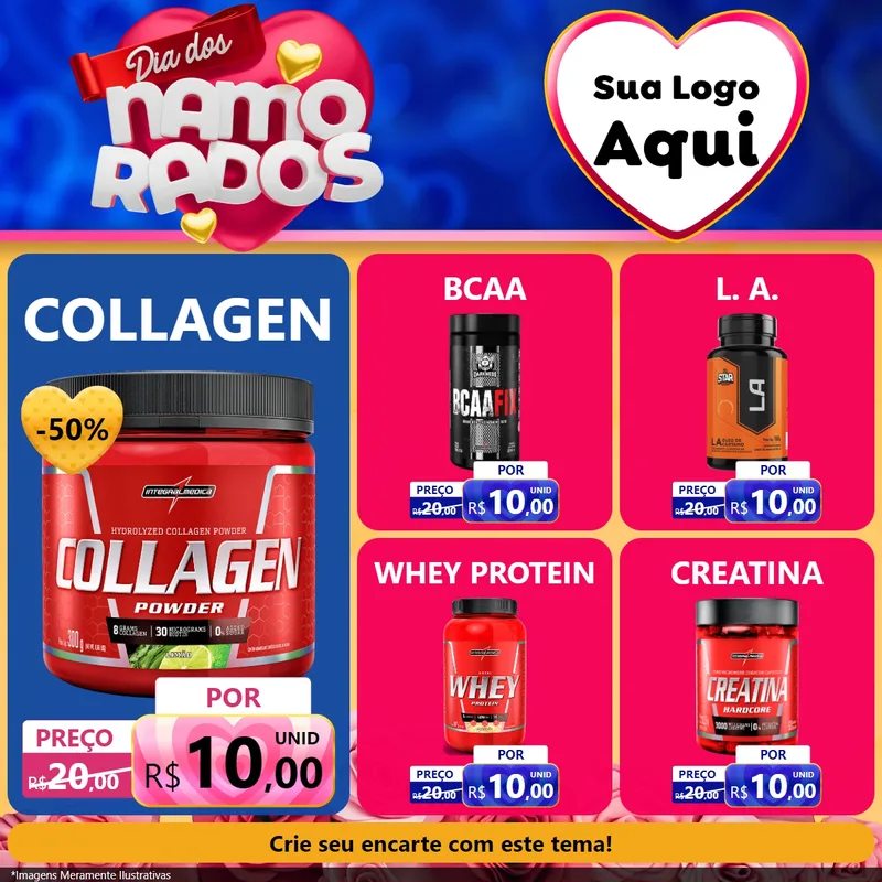 Modelo de Rede Social para Feed Facebook com o tema Dia dos namorados para Suplementos alimentares