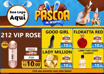 Modelo de Encarte para Encarte A4 Horizontal com o tema Páscoa de Ofertas para Perfumes