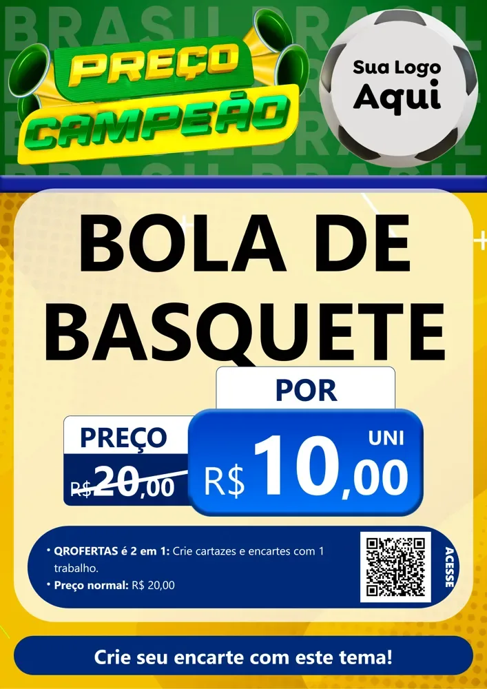 Modelo de Cartaz para Cartaz A4 Vertical com o tema Preço Campeão - Copa para Artigos Esportivos