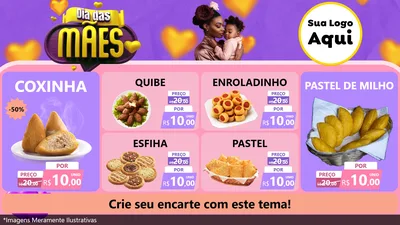 Modelo de TV para TV Horizontal com o tema Dia das Mães para Salgadaria