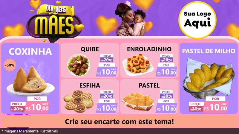 Modelo de TV para TV Horizontal com o tema Dia das Mães para Salgadaria