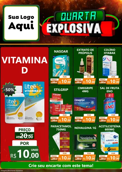 Modelo de Encarte para Encarte A4 Vertical com o tema Quarta Explosiva para Farmácia
