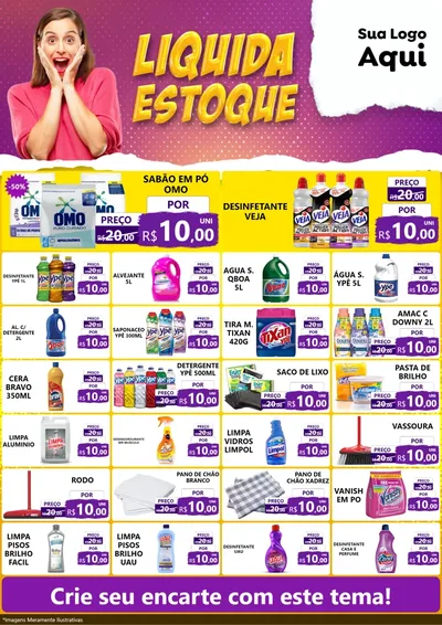 Modelo de Encarte para Encarte A4 Vertical com o tema Liquida estoque