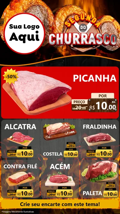 Modelo de Rede Social para Stories com o tema Segunda do Churrasco para Açougue