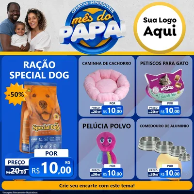 Modelo de Rede Social para Feed Facebook com o tema Ofertas Imperdíveis Mês Do Papai para Pet Shop