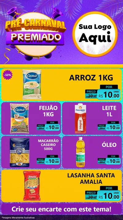 Modelo de TV para TV Vertical com o tema Pré-Carnaval Premiado para Supermercado