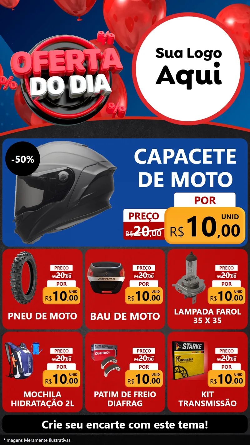 Modelo de Rede Social para Stories com o tema Oferta do Dia para Moto peças