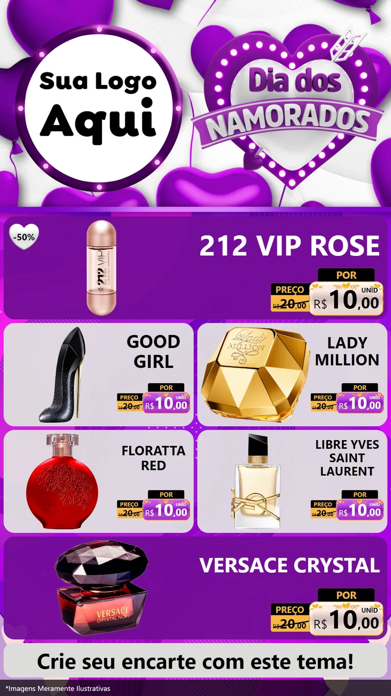 Modelo de TV para TV Vertical com o tema Dia dos Namorados para Perfumes