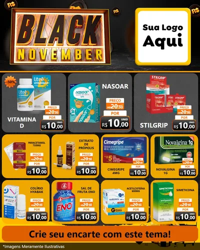 Modelo de Rede Social para Feed Instagram com o tema Black November para Farmácia