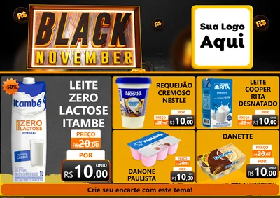 Modelo de Encarte para Encarte A4 Horizontal com o tema Black November para Frios e Laticínios