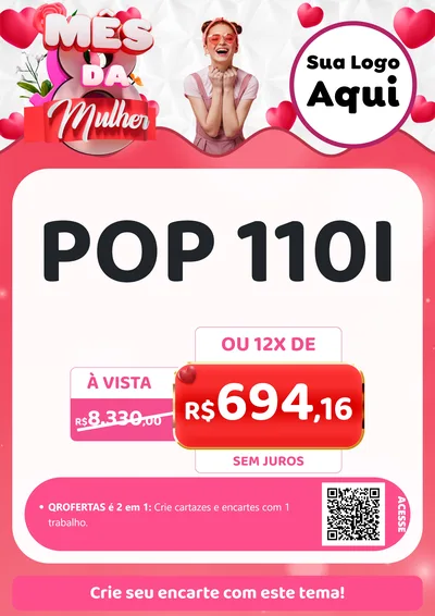 Modelo de Cartaz para Cartaz A4 Vertical com o tema Mês da Mulher para Concessionaria de Motos
