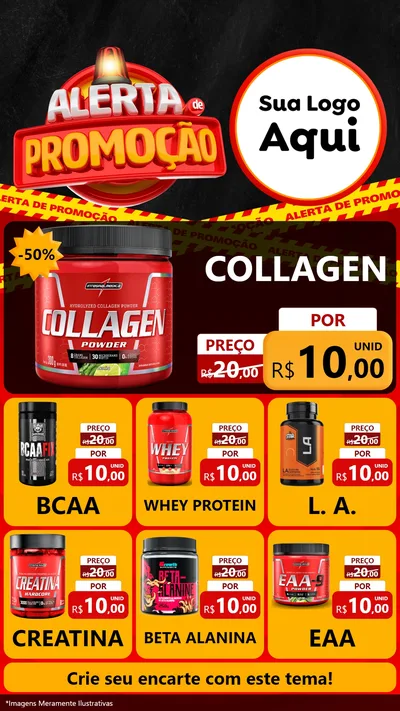 Modelo de Rede Social para Stories com o tema Alerta de Promoção para Suplementos alimentares