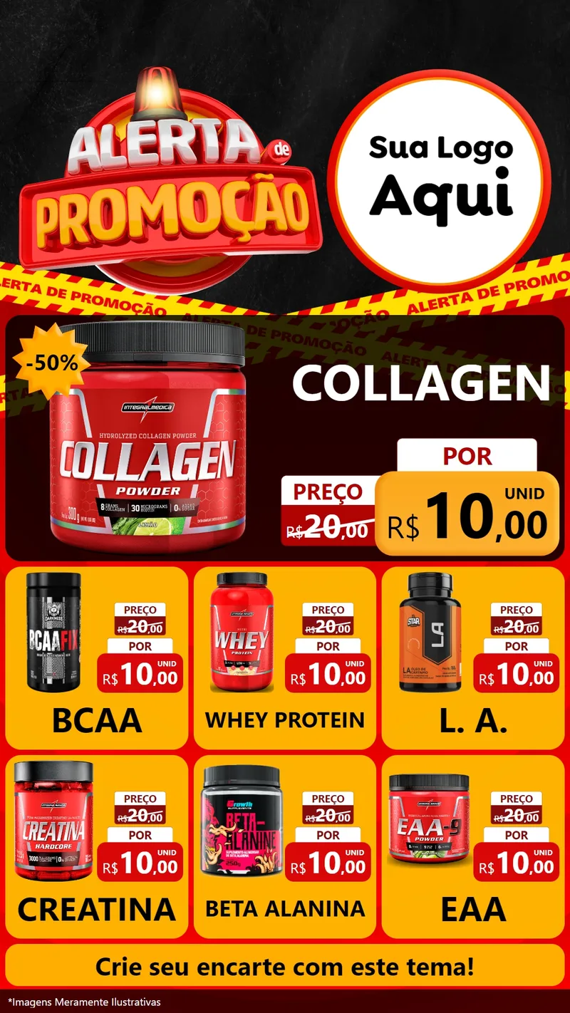 Modelo de Rede Social para Stories com o tema Alerta de Promoção para Suplementos alimentares