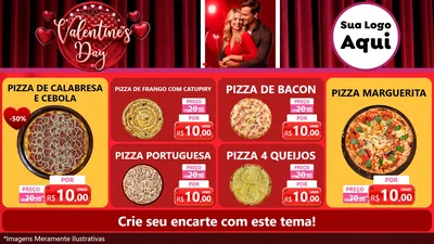 Modelo de TV para TV Horizontal com o tema Valentine's Day para Pizzaria