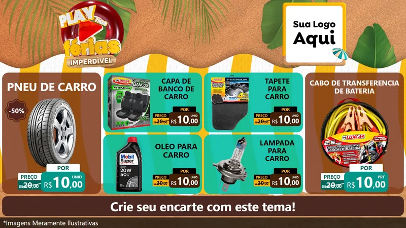 Modelo de TV para TV Horizontal com o tema Play Nas Férias Imperdível para Auto peças