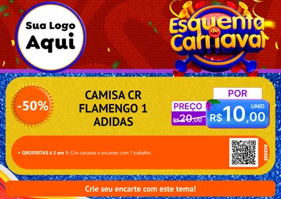 Modelo de Cartaz para Cartaz A4 Horizontal com o tema Esquenta de Carnaval para Roupas e acessórios