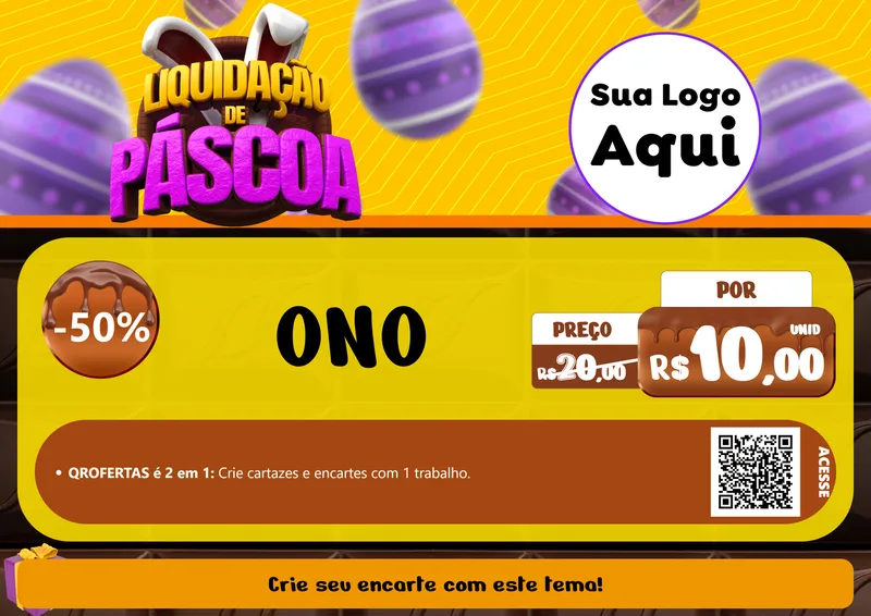 Modelo de Cartaz para Cartaz A4 Horizontal com o tema Liquidação de Páscoa para Óticas