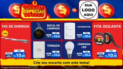 Modelo de TV para TV Horizontal com o tema Ofertas Especiais de Julho para Materiais Elétricos