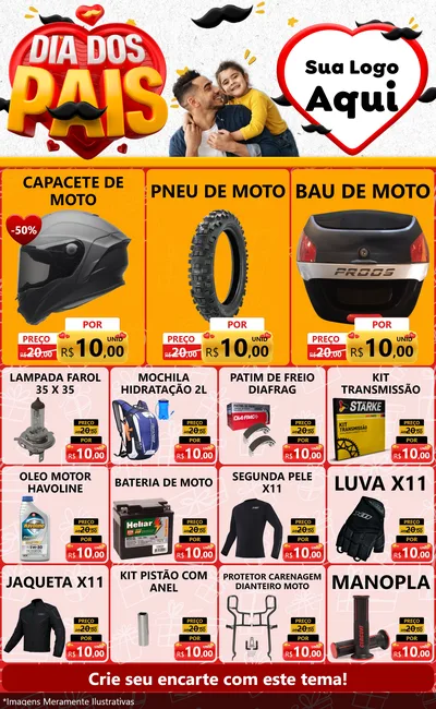 Modelo de Encarte para Encarte Grande com o tema Dia dos Pais para Moto peças