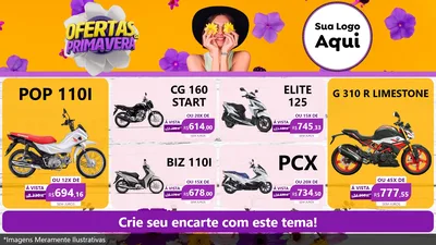 Modelo de TV para TV Horizontal com o tema Ofertas Da Primavera para Concessionaria de Motos