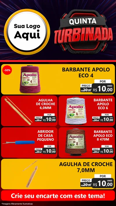 Modelo de TV para TV Vertical com o tema Quinta Turbinada para Armarinho e Aviamentos