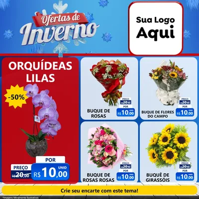 Modelo de Rede Social para Feed Facebook com o tema Ofertas de Inverno para Floricultura e jardim