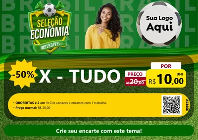 Modelo de Cartaz para Cartaz A4 Horizontal com o tema Seleção de Economia - Copa para Hamburgueria