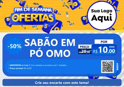 Modelo de Cartaz para Cartaz A4 Horizontal com o tema Fim de Semana de Ofertas para Produtos de Limpeza