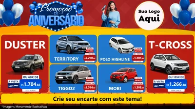 Modelo de TV para TV Horizontal com o tema Promoção de Aniversário para Concessionaria de Carros