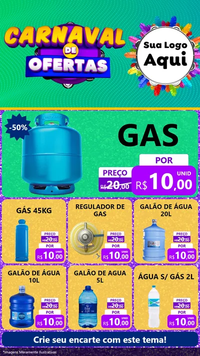 Modelo de Rede Social para Stories com o tema Carnaval de Ofertas para Água e gás