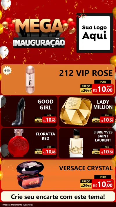 Modelo de TV para TV Vertical com o tema Mega Inauguração para Perfumes