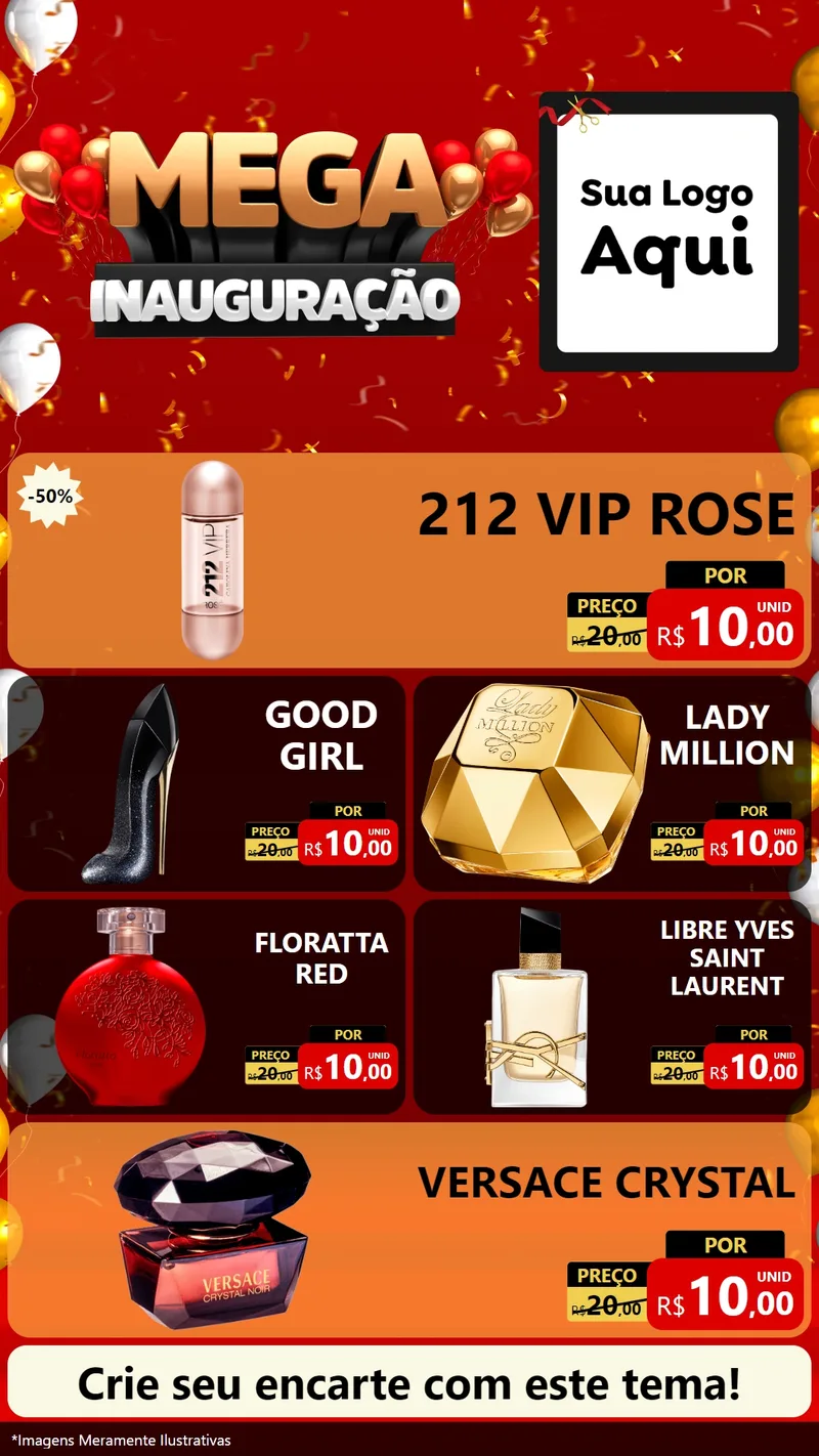 Modelo de TV para TV Vertical com o tema Mega Inauguração para Perfumes