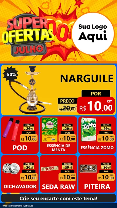 Modelo de Rede Social para Stories com o tema Super Ofertas Julho para Tabacaria