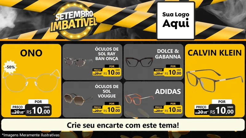 Modelo de TV para TV Horizontal com o tema Setembro Imbatível para Óticas