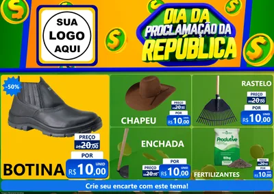 Modelo de Encarte para Encarte A4 Horizontal com o tema Dia Da Proclamação da República para Agropecuária