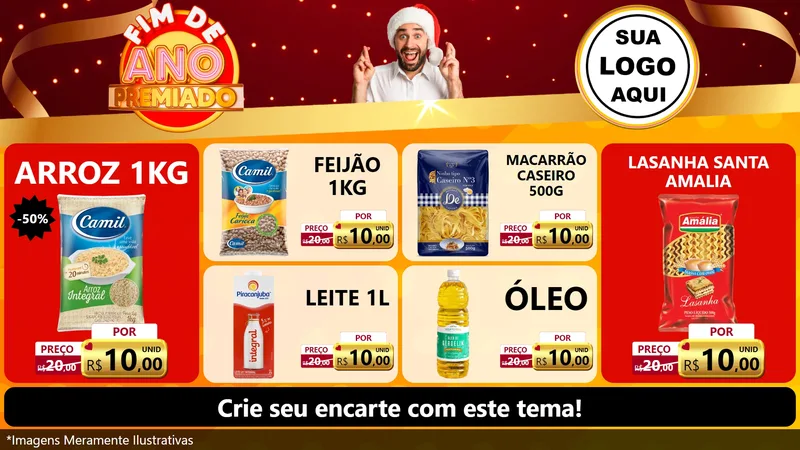 Modelo de TV para TV Horizontal com o tema Fim de Ano Premiado para Supermercado