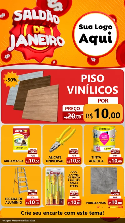 Modelo de Rede Social para Stories com o tema Saldão de Janeiro para Material para Construção
