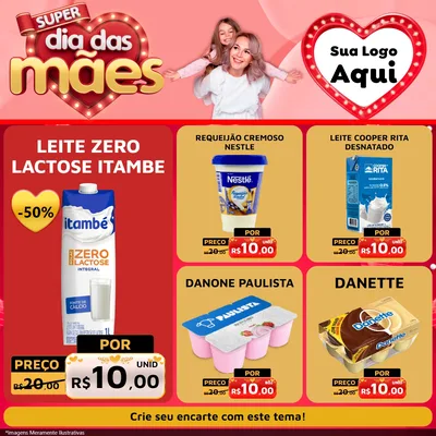 Modelo de Rede Social para Feed Facebook com o tema Super Dia Das Mães para Frios e Laticínios