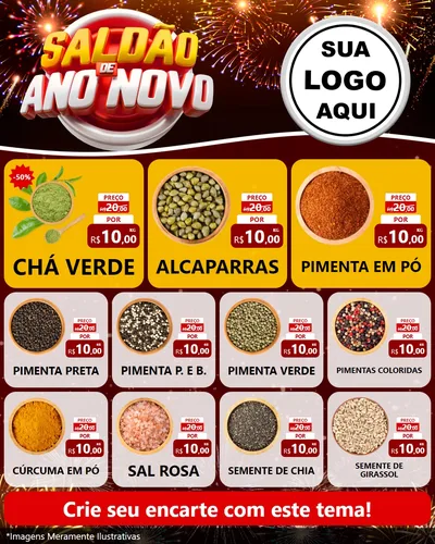 Modelo de Rede Social para Feed Instagram com o tema Saldão de Ano Novo para Produtos Naturais