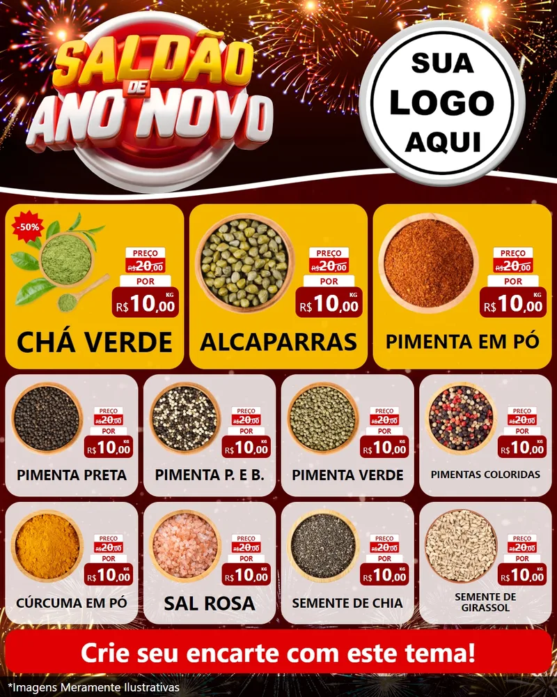 Modelo de Rede Social para Feed Instagram com o tema Saldão de Ano Novo para Produtos Naturais