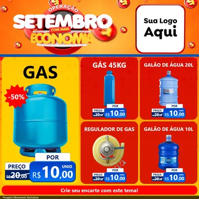 Modelo de Rede Social para Feed Facebook com o tema Operação Setembro Com Muita Economia para Água e gás