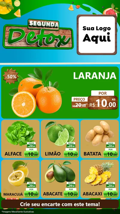 Modelo de Rede Social para Stories com o tema Segunda Detox para Hortifrúti