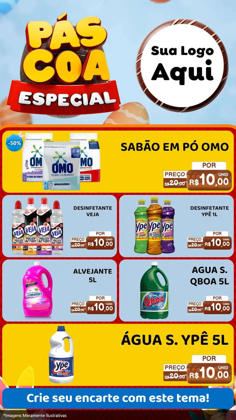 Modelo de TV para TV Vertical com o tema Páscoa Especial para Produtos de Limpeza