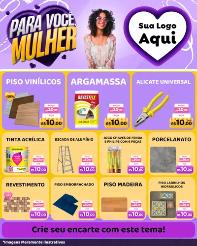 Modelo de Rede Social para Feed Instagram com o tema Para Você, Mulher para Material para Construção